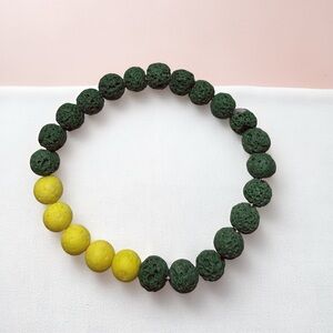 Hand Crafted Green and Yellow Lava Stones Bracelet